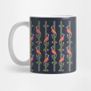 Vintage Art Deco Birds and Stripes Pattern Mug